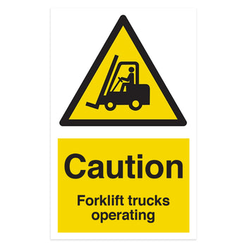 Caution Forklift Trucks Operating Rectangle Sign